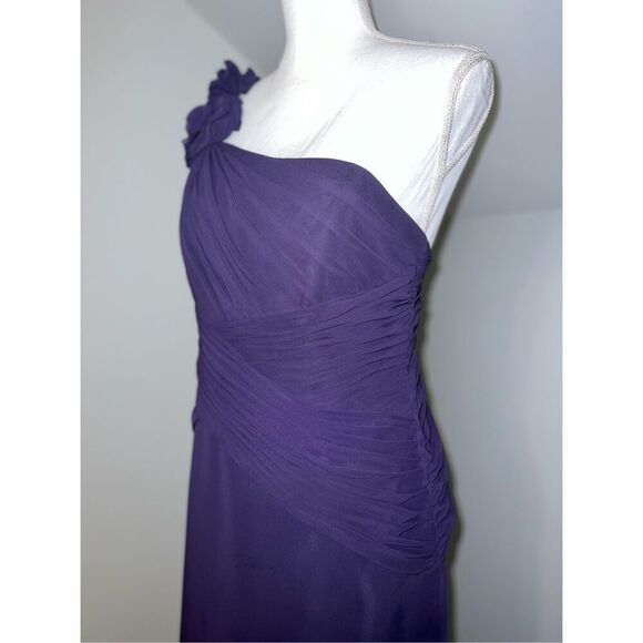 Women’s Wedding Guest Party Gown Bridesmaid One shoulder Dark Purple 10 - Picture 3 of 10